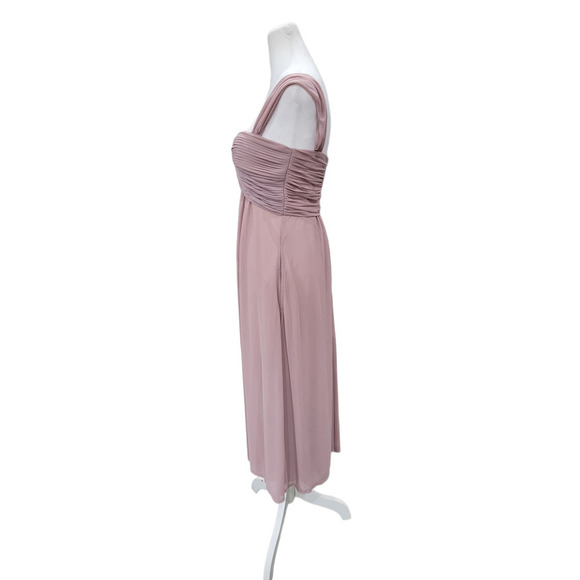 Birdy‎ Grey Ruched Chiffon Sweetheart Neck Bridesmaid Formal Dress Small Mauve - Picture 4 of 11